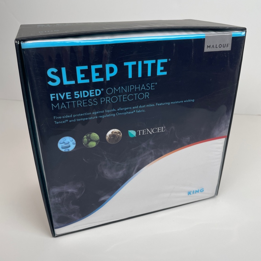 MALOUF Sleep Tite Omniphase Mattress Protector Waterproof Tencel KING SIZE New